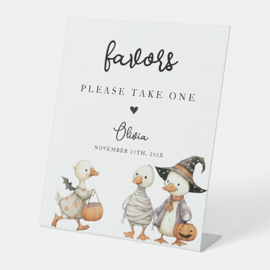 Halloween Goose Favors Sign personalized Reclamebord Met Voetstuk (Voorkant)