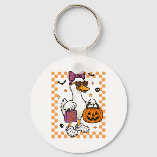 Halloween Goose Ghost Bow Coquette Trick or treat Sleutelhanger
