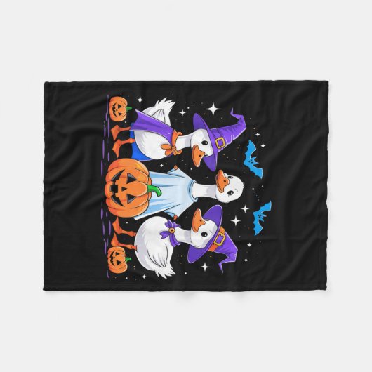 Halloween Goose Ghost Pumpkin Witch Costume Soky F Fleece Deken (Voorkant (Horizontaal))