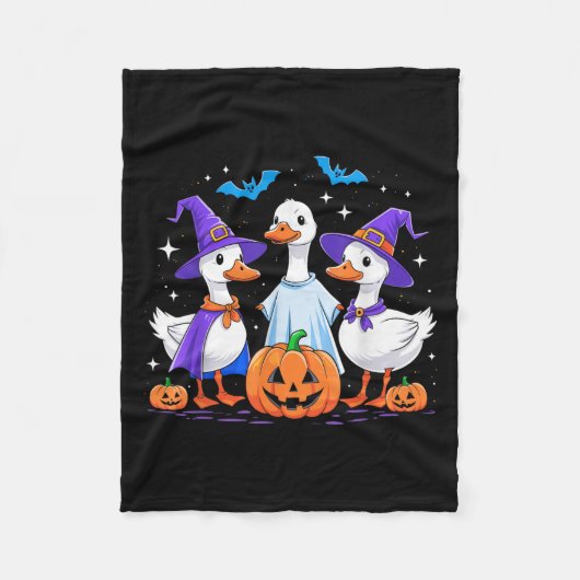 Halloween Goose Ghost Pumpkin Witch Costume Soky F Fleece Deken (Voorkant)