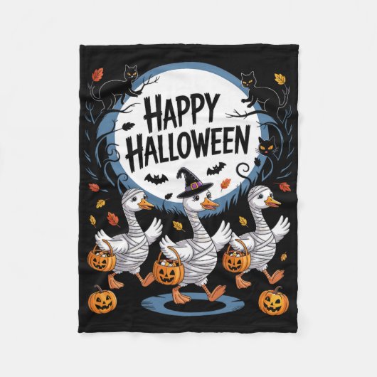 Halloween Goose Happy Halloween Goose Fleece Deken (Voorkant)