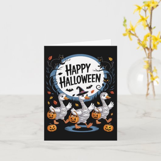 Halloween Goose Happy Halloween Goose Kaart (Gele Bloem)
