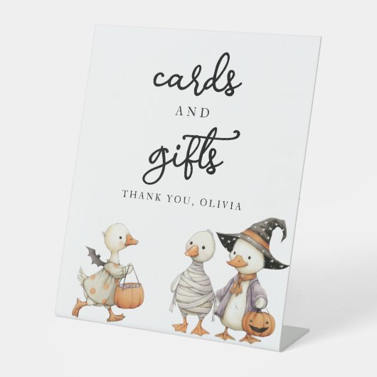 Halloween Goose Kaarten en Gifts Sign gepersonalis Reclamebord Met Voetstuk (Voorkant)