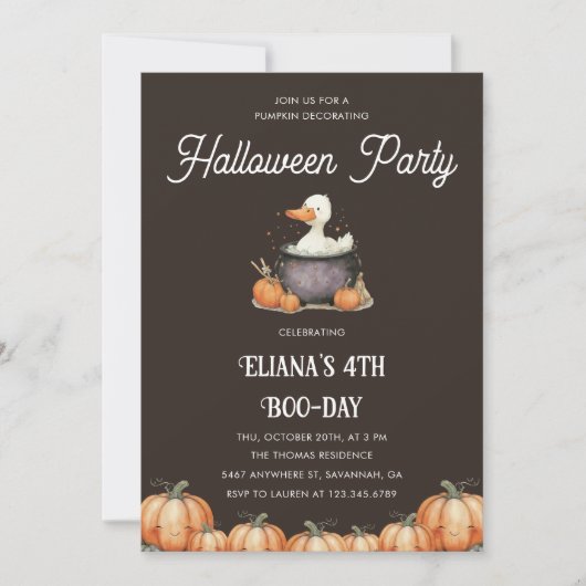 Halloween Goose Kids Verjaardag Pompoen Decoreren Kaart (Voorkant)