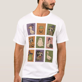 Halloween Goose Postzegel Kikker Wasbeer Dieren T-shirt