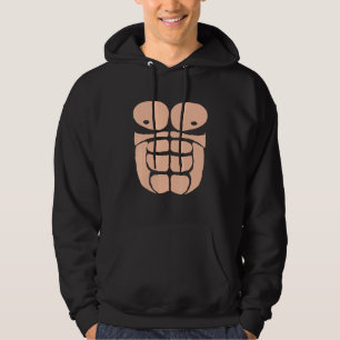 Halloween Gorilla Borstkostuum Sixpack Aap Hoodie