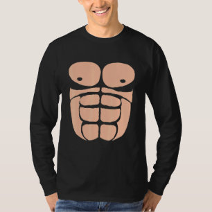 Halloween Gorilla Borstkostuum Sixpack Aap T-shirt