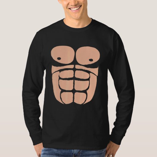 Halloween Gorilla Borstkostuum Sixpack Aap T-shirt (Voorkant)