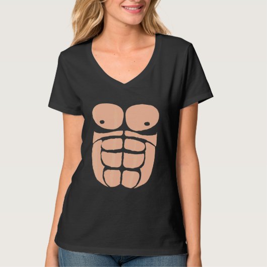 Halloween Gorilla Borstkostuum Sixpack Aap T-shirt (Voorkant)