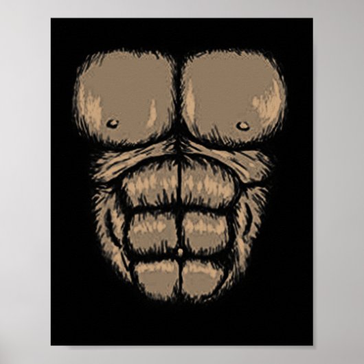 Halloween Gorilla Chest Costume Cute Monkey Musea Poster (Voorkant)