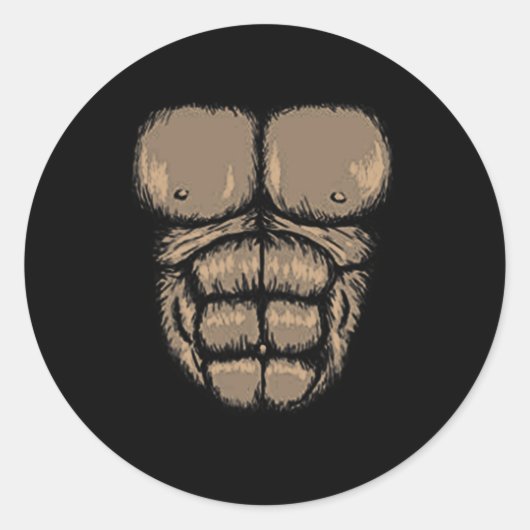 Halloween Gorilla Chest Costume Cute Monkey Musea Ronde Sticker (Voorkant)