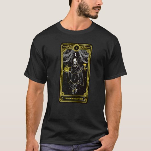 Halloween Goth Tarot Hoge Priesteres T-shirt (Voorkant)
