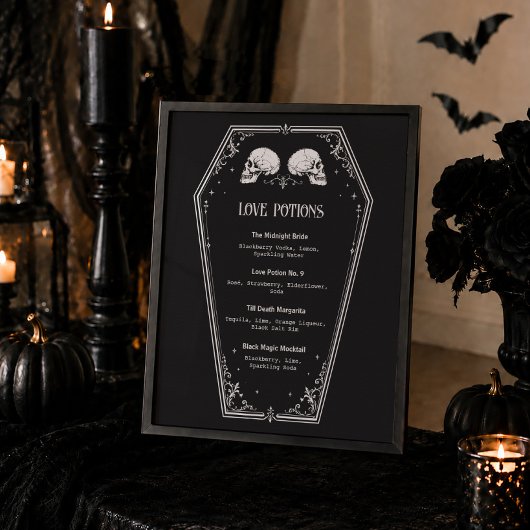 Halloween Goth Trouw Bruiloftsfeest Drankmenu  Poster