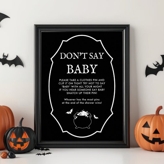 Halloween Gothic Baby shower Zeg niet Baby Game Poster
