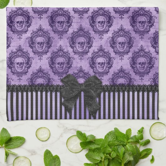 Halloween Gothic Baroque Skulls Towel Theedoek (Gevouwen)