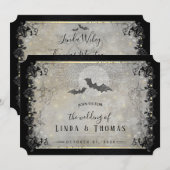 Halloween Gothic Bats Grey & Black Wedding Invitat Kaart (Voorkant / Achterkant)