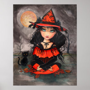 Halloween gothic Big Eye Art Poster Print
