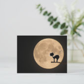 Halloween gothic black cat met volle maan briefkaart (Staand voorkant)