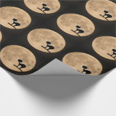 Halloween gothic black cat met volle maan cadeaupapier (Hoek)