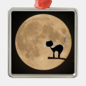 Halloween gothic black cat met volle maan metalen ornament (Voorkant)