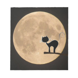 Halloween gothic black cat met volle maan notitieblok