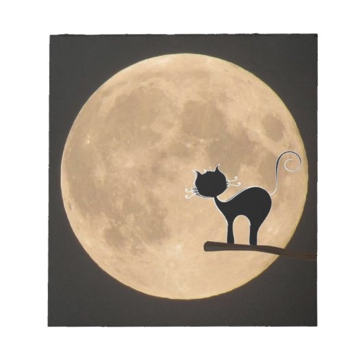 Halloween gothic black cat met volle maan notitieblok (Voorkant)