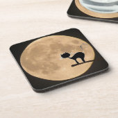 Halloween gothic black cat met volle maan onderzetter (Linkerzijde)