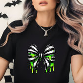 Halloween Gothic Bow T-Shirt | Neon Green Drip