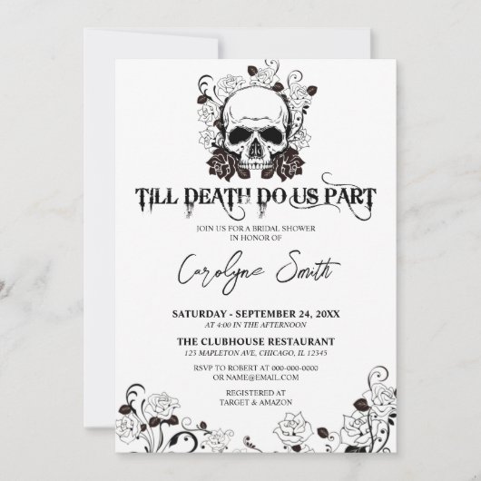 Halloween Gothic Bridal Shower Invitation Kaart (Voorkant)