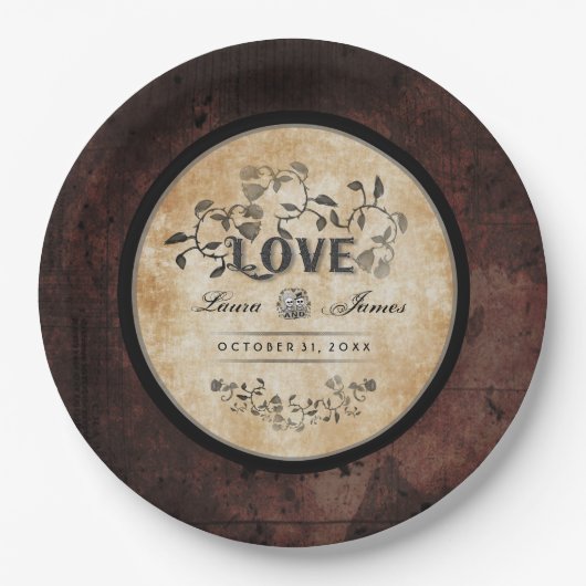 Halloween Gothic Brown LOVE Matching Wedding Bord (Voorkant)
