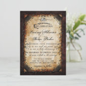 Halloween Gothic Brown Skeleton Wedding RecEPING Kaart (Staand voorkant)