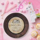 Halloween Gothic Brown Skeletons Matching Wedding Papieren Bordje (Feest)