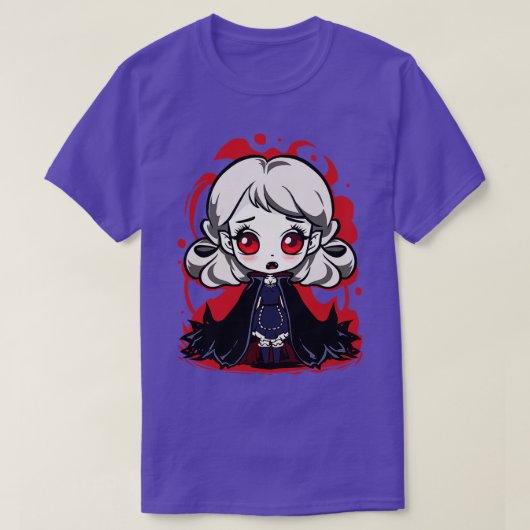 Halloween Gothic Chibi Vampier Meisje T-shirt (Design voorkant)