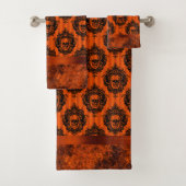 Halloween Gothic Chic | Oranje en zwarte Skulls Bad Handdoek (Insitu)