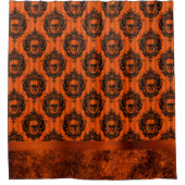 Halloween Gothic Chic | Oranje en zwarte Skulls Douchegordijn (Voorkant)