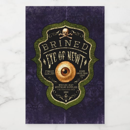 Halloween Gothic Eye of Newt Witch Potion  Wijn Etiket (Enkel label)