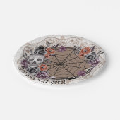 Halloween Gothic Geïnspireerd Floral Skull Lace Papieren Bordje (Gekanteld)