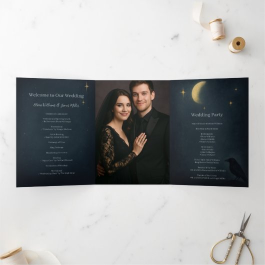 Halloween Gothic Graveyard Wedding Drieluik Programma (Binnen)