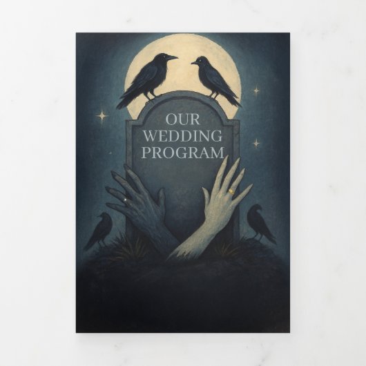 Halloween Gothic Graveyard Wedding Drieluik Programma (Cover)