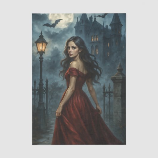 Halloween Gothic Lady Decoupage Tissue Papier (Voorkant)