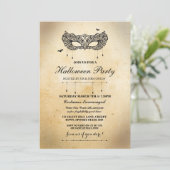 Halloween Gothic Mask Masquerade Party Uitnodigen Kaart (Staand voorkant)