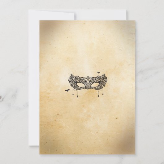 Halloween Gothic Mask Masquerade Party Uitnodigen Kaart (Achterkant)