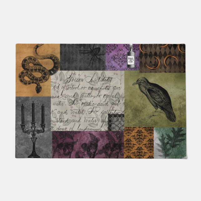 Halloween Gothic Medieval Spooky Apothecary Art Deurmat (Voorkant)