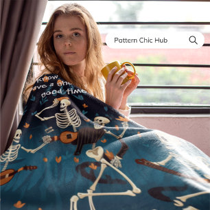 Halloween Gothic  Modern Skeleton Dans Fleece Deken