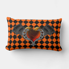 Halloween Gothic Oranje Heart & Bat Wings Pillow Kussen