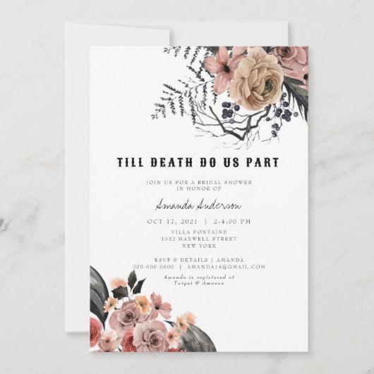 Halloween Gothic Pink Floral Vrijgezellenfeest Kaart (Voorkant)