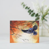 Halloween Gothic Raven Crow Moon Scene Briefkaart (Staand voorkant)