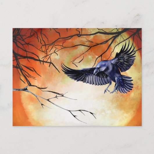 Halloween Gothic Raven Crow Moon Scene Briefkaart (Voorkant)