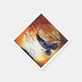 Halloween Gothic Raven Crow Moon Scene Servet (Hoek)
