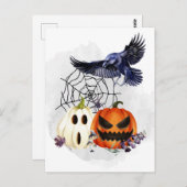 Halloween Gothic Raven Crow Pumpkins Briefkaart (Voorkant / Achterkant)
